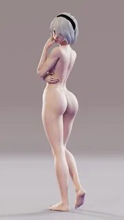 Xbooru - 1girl 3d android ass ass focus backside barefoot be