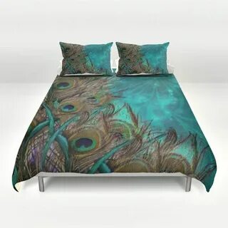 Teal Peacock Duvet Set Peacock Bedding-Teal by FolkandFunky 