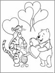 Pooh valentine coloring pages - Pooh Valentines day coloring