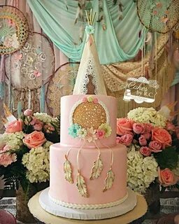 Boho party cake Girl cakes, Boho cake, Baby shower cakes gir