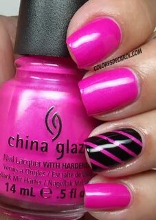 Hot Pink and Black nail designs Nails 2016, Pink nail design