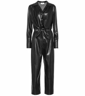 Ana black faux vegan leather jumpsuit #Sponsored #faux, #bla