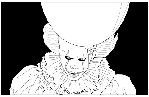 Ca clown pennywise black background - Olivier - Coloring Pag