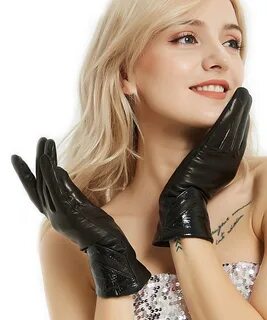 Japanese woman rock leather gloves