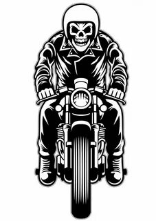 Skull Riding A Cafe Racer Motorcycle Style Motorbike art, Ca