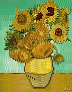 Sunflowers(Vincent Willem van Gogh) (a pop-up) Pixel art, Cr