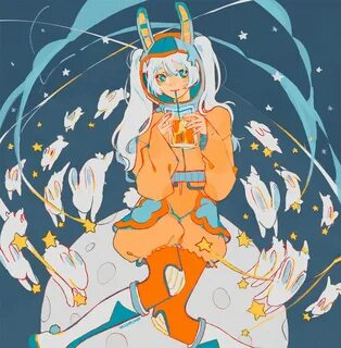 moon rabbit Kawaii anime, Animation art, Anime art