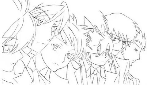 Host Ouran Club Coloring Twins Sketch Template Sketch Colori