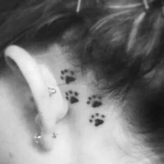 my tattoo! pawprints behind the ear. Dog tattoos, Animal tat