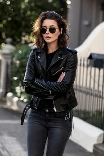 Black PU Leather Jacket with Biker Panel Detail