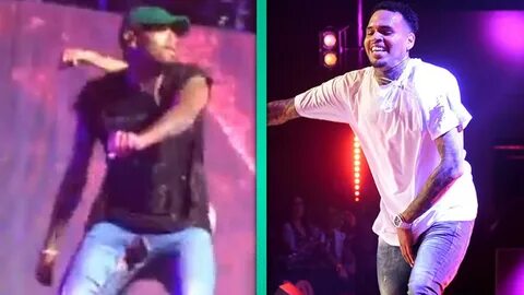 Chris Brown Almost Pulls a Lenny Kravitz When His Pants Rip 