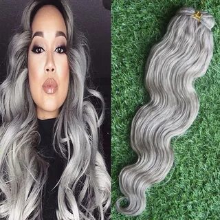 New 7A Unprocessed Peruvian Virgin Hair Body Wave Silver Gra