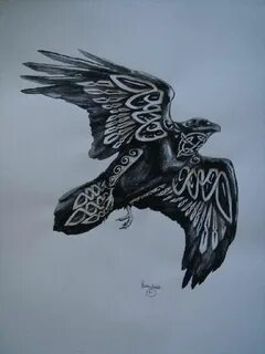 Flying Celtic Norse Raven Tattoo Design Raven tattoo, Celtic