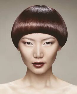 Asian bowl haircut girl