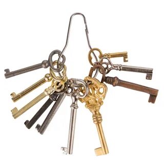 Antique Skeleton Key Set Reproduction - 10 Keys on Ring - Ca