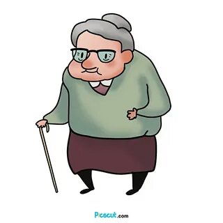 Old Lady Clipart Presbyopia Glasses Cartoon Style Grey Hair 