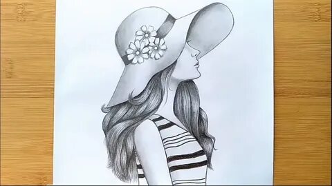 How to Draw a Girl with Hat for ... Pencil sketches of girls