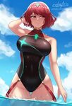 Safebooru - 1girl bangs black swimsuit breasts chest jewel c