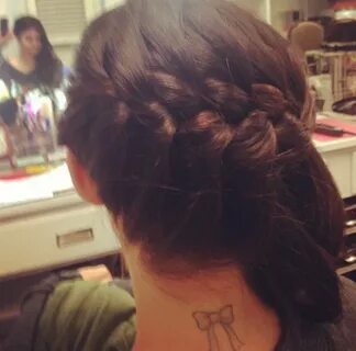 Lucy Hale's bow tattoo. Cool braids, Pretty braids, Hair tat