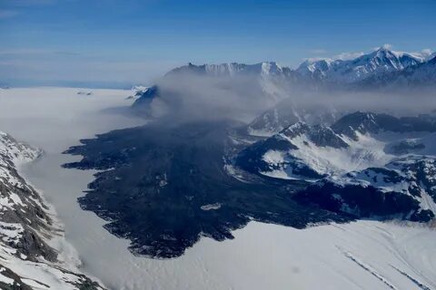 Flying over the massive Glacier Bay landslide.