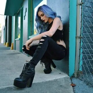 Colourful Hair Metal girl, Goth women, Periwinkle hair
