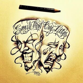 Laugh Now Cry Later Tattoo Sketch