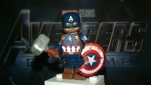 Custom LEGO Captain America Minifigure with Mjolnir Avengers