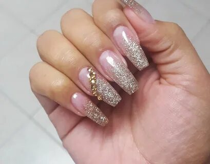 Champagne gold encapsulated glitter ombre with swarovski cry