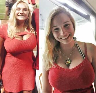 A teen with massive boobs tries on clothes at shop