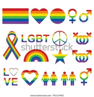 Lgbt Related Symbols Set Rainbow Colors Stockvektor (royalty