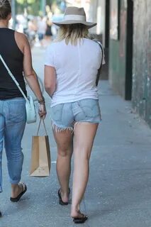 HILARY DUFF in Denim Shorts Out in New York 08/28/2016 - Haw