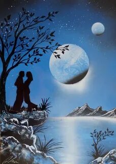 Lovers under a tree. Spacepainting, spraypainting art - Ivan