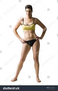 Woman Standing Bikini Hands On Hips Stock Photo 127480613 Sh