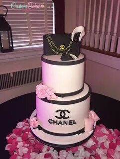 Chanel sweet 16 cake with edible shoe and handbag 17 birthda