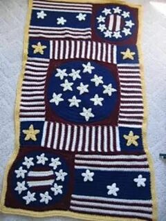Вязание крючком Американский флаг Свободные паттерны - Дом 2