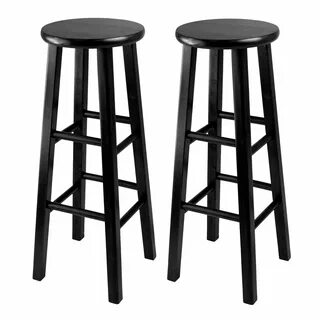 Buy Winsome 29-Inch Square Leg Bar Stool, Black, Set of 2 On