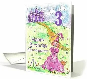 Happy 3rd Birthday Granddaughter Princess Castle Illustratio