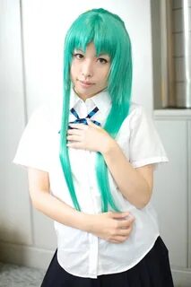Safebooru - cosplay green hair hair bow higurashi no naku ko