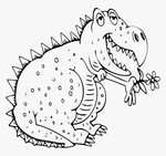 Happy Dinosaur - Clip Art Black And White Dinosaur With Outl