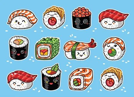 kawaii rolls and sushi - Clipart World