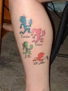 Colored Juggalo And Juggalette Tattoos On Leg Leg tattoos, F