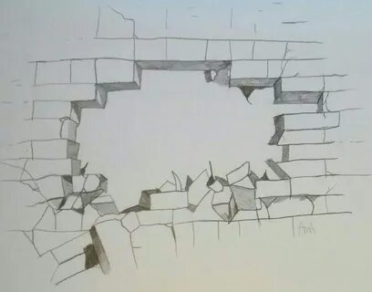 Cracked Brick Wall Drawing at PaintingValley.com Explore col