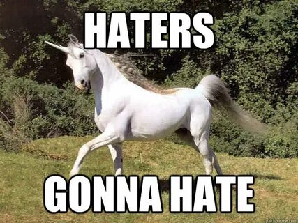 Haters gonna hate - dont care unicorn - quickmeme