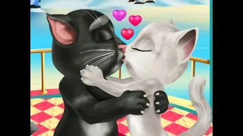 Tom and Angela Valentine Kiss. My Talking Tom and Talking An