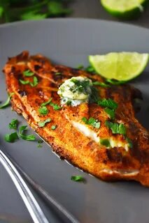 Grilled Blackened Catfish with Cilantro-Lime Butter Recipe -
