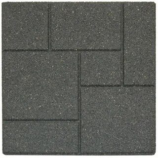 Envirotile Cobblestone 18 in. x 18 in. Gray/Black Rubber Pav