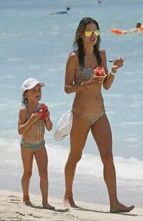 Alessandra Ambrosio and daughter Anja wear matching swimwear