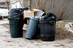 Garbage Cans Overflowing with Trash Picture Free Photograph 