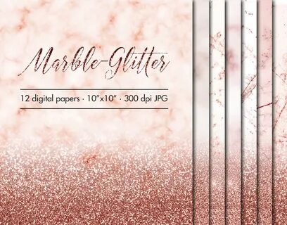 Rose gold marble glitter digital paper clipart Marble Etsy