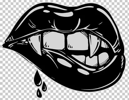 Biting Drawing Vampire Lip PNG - art, biting, black and whit